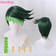 §≈ In Stock Rohan Kishibe Synthetic Anime Short Dark Green Cosplay Hairband Heat Resistant Hair Pa