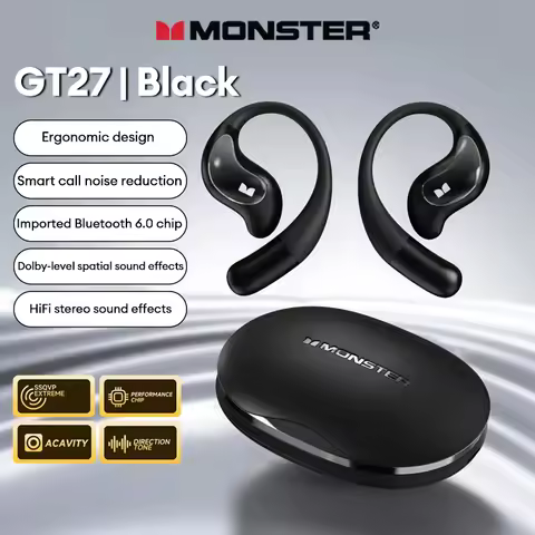 Monster GT27 OWS Bluetooth6.0 Earphone Open-ear earbuds Wireless Headphones Stereo Sound Gaming Head