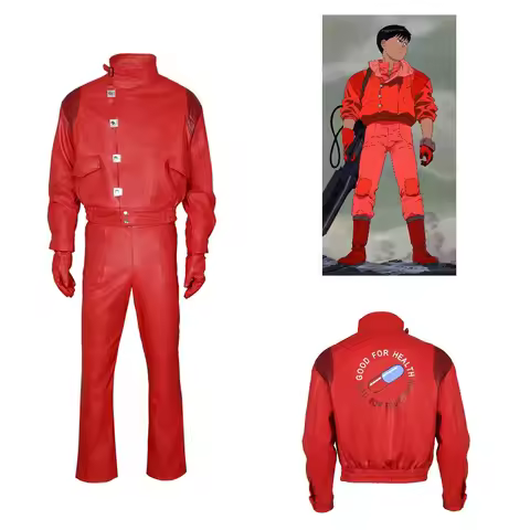 Anime AKIRA Shotaro Kaneda Cosplay Costume Full Set PU Red Motorcycle Uniform Halloween Fancy Cospla