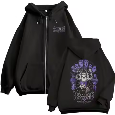 Anime Hunter X Hunter Zipper Hoodie Phantom Troupe Spider Chrollo Lucilfer Merch Zip Up Jacket Men M