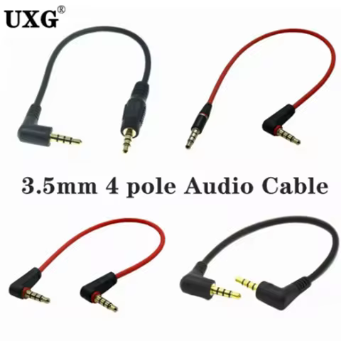 Universal Ipod AUX 4 Pole Double 90 Degree Right Angled 3.5mm Male To Male Stereo 3.5mm Jack Audio S