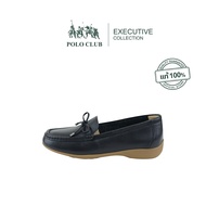POLO CLUB รองเท้าหนัง รุ่น P1969 สีดำ | รองเท้าคัทชูผู้หญิง รองเท้าหัวมน รองเท้าส้นเตี้ย รองเท้าทำงา