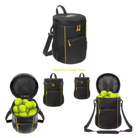 Tennis Balls Bag Adjustable Shoulder Strap Carry Bag MultiPocket Baseball Bag for Pickleballs and Ta