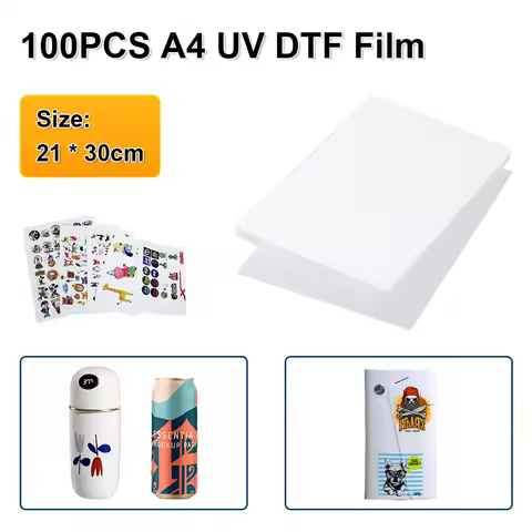100PCS A4 UV DTF A Film Transfer Sticker UV DTF Printer Direct printing FilmA to Plastic Metal Acryl