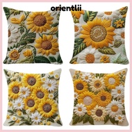 ORIENTLIIY Sunflower Pillowcase, Plush 45x45cm Sofa Cushion , Vintage 2D Floral Square Fluffy Soft B