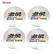 4Pcs 56MM Mugen Logo Car Wheel Center Hub Caps Emblem Sticker Decals Cover For Honda Civic Accord CR