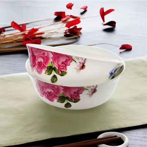 6 inch, fine bone china salad cutter bowl, chinese ceramic bowls for food, porcelain bowls soup for
