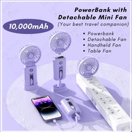 10000mAh Power bank with detachable mini fan / LED display handheld fan