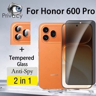 2 in 1 Honor 600 Pro Anti-peeping Screen Protector Tempered Glass 9D For Honor 600 Lite Pro 400 X7C 