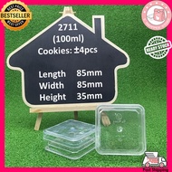 2711 PS #1pcs Square Transparent Plastic Food Container Balang Bekas Kuih Cookies Jar Biscuit Chocol