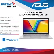 ASUS VIVOBOOK 14 A1404V-AAM168WS - Laptop (14 Inch FHD IPS 60Hz/Intel i5-1335U/8GB OB + 1 Slot/512GB SSD/Intel Iris XE/Wn11)