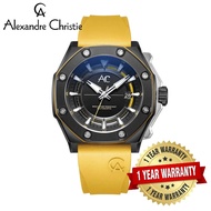 [Official Warranty] Alexandre Christie 9601MARTBBAYL Men's Black Dial Silicone Strap Watch