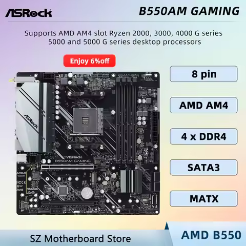 ASROCK B550AM GAMING AM4 motherboard B550 CPU compatible R5 5600X R7 5700G R7 5800X R7 3700X memoria