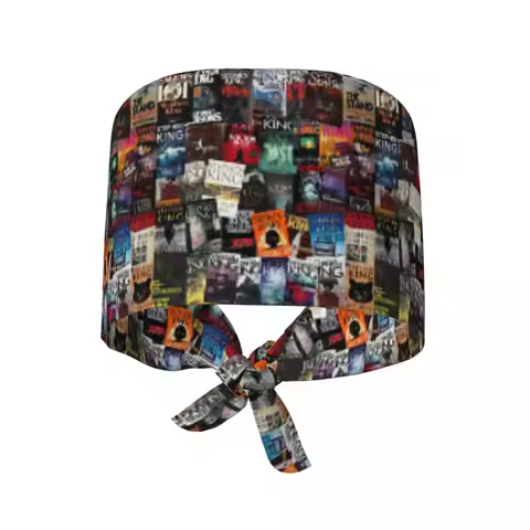 Stephen King Book Covers, Horror Bookworm Scrub Hat Doctor Working Surgical Cap Unisex Adjustable Nu
