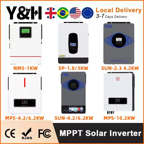 Y&H Hybrid Solar Inverter 1KW 1.6KW 1.8KW 3KW 4.2KW 6.2KW 10.2KW 220Vac MPPT Pure Sine Wave Inverter