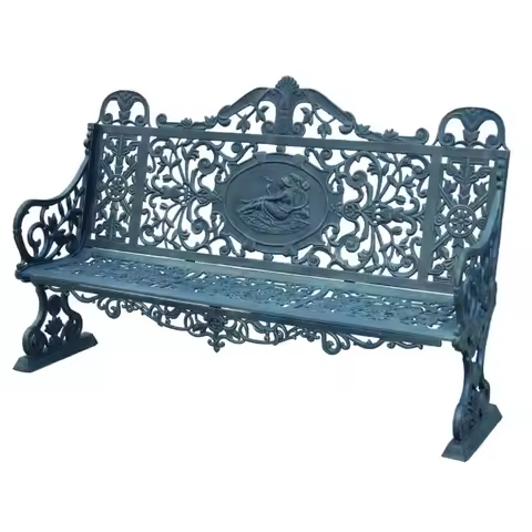 Garden Bench Outdoor Leisure Bench Cast Iron Backrest Chair Plaza Courtyard Bench, Cross-border Sphe