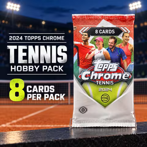 2024 Topps Chrome Tennis Hobby Pack, 8 Cards Per Pack, Premium Sports Trading Cards for Tennis Card 