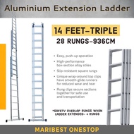 14 Feet 42 Steps Triple Extension Telescopic Ladder Heavy Duty Foldable Aluminium Ladder 3 Section 4