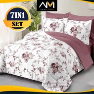 CADAR COMFORTER 5D (7IN1) WITH COMFORTER 100% COTTON BEDSHEET QUEEN/KING READY STOCK IN MALAYSIA
