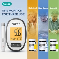 Cofoe 3 in 1 Cholesterol / Uric Acid / Blood Glucose Monitor with Test Strips & Lancets Free Code Bl