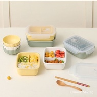 Cream yellow sealed preservation box Ceramic bento box Divided storage box 211 weight loss lunch box
