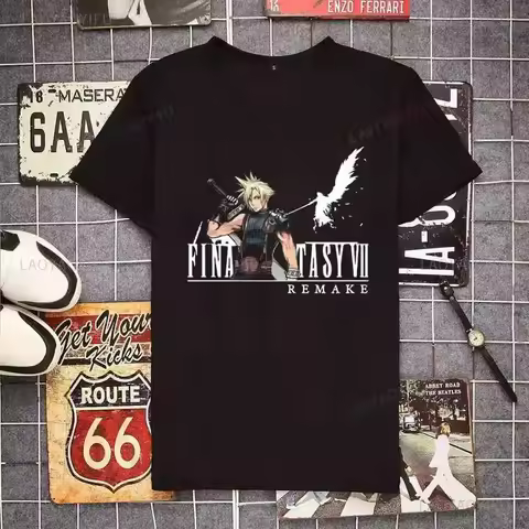 Cloud Strife Final Fantasy T Shirt Black Cloud VII FF7 Video Game Tops NEW Game Shirts Short Sleeve 