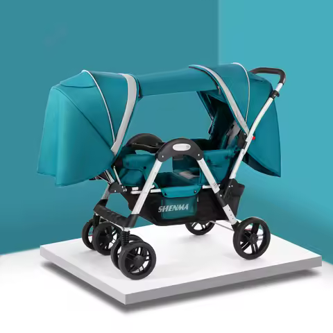 Twins Baby Stroller can sit and lie down Folding Lightweight Double Four-wheeled Shock-absorbing Str