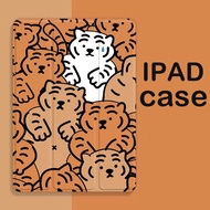 Apple ipad air 4 case 10.9 Air1/2/3 9.7 10.5inch 2022 New year Tiger Ipad case with pencil holder 2018/2019/2020/2021 ipad pro 11 shock resistant Magnetic Smart wake-up Casing mobile ipad cover 7th/8th/9th generation 10.2 ipad mini4/5/6 case for kids cute