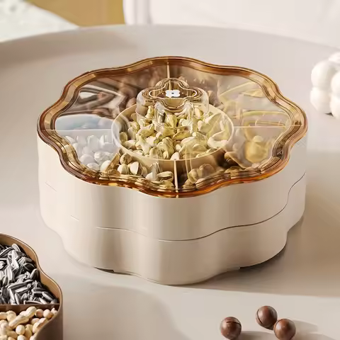 Snack Box Household Living Room Coffee Table Dried Fruit Box Grid Multi-layer Covered Nut Melon Seed