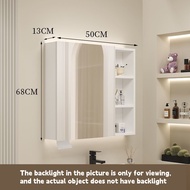 Space Aluminum Intelligent Bathroom Mirror Cabinetbathroom Beauty Mirror Cabinet Separate Storage Rackdefogging Strip Light Moisture-proof Storage Mirror
