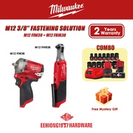 MILWAUKEE M12 3/8'' Fastening Solution Combo M12 FIW38 Impact Wrench M12FIW38 Ratchet M12 FHIR38 M12FHIR38 49-66-7007