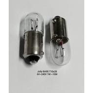 [2PCS]]JOLLY BA9S T10X28 6.3V 1W, 6.3V 2W, 6.3V 3W, 6.3V 5W DC MINIATURE FILAMENT INDICATOR BULB