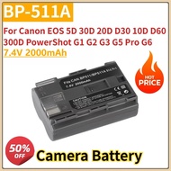 New Replacement Camera Battery BP-511 BP-511A 7.4V 2000mAh for Canon EOS 5D 30D 20D D30 10D D60 300D