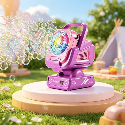 This 2026 Upgraded Bubble Machine Features Remote Control, Auto Rotation and RGB Lights. It Supports