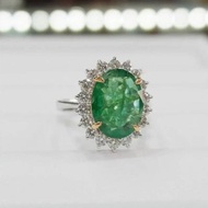 4Ct+ Natural Emerald 18k White Gold Diamond Ring for womens Two-tone gold, Ring