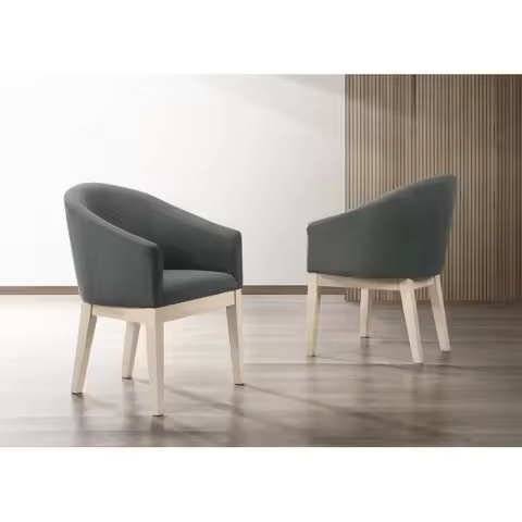 Orsola Set of 2 Gray Fabric 23"W Barrel Accent Chair Easy-Clean Design