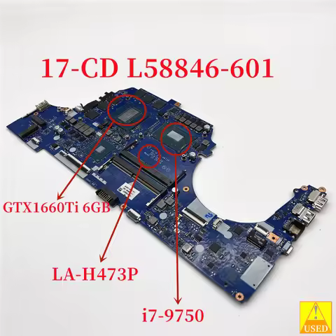 Laptop Motherboard L58846-601 LA-H473P for HP 17-CD WITH i7-9750 GTX1660Ti 6GB Fully Tested 100% Wor