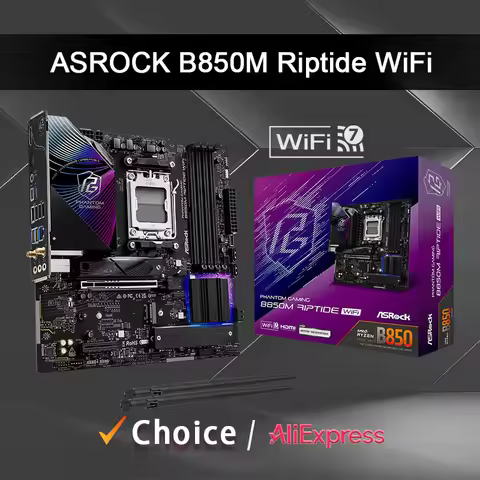 ASROCK B850M Riptide WiFi New Micro ATX AMD Socket B850 - Latest Model Ryzen 9000 8000 7000 Series M