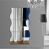 Home Living Room Bedroom Room Wall Stickers 6 Pieces Wave Combination Mirror Surface Three-Dimensional Decorative Wall Stickers
