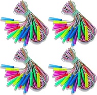Honoson 100 Pcs Bulk Rainbow Jump Rope Set for Kids Adjustable Size Colorful Nylon Ski Rope Party Favors Safety Vibrant Fitness Exercise Equipment for Physical Education Skipping Jumping Outdoor