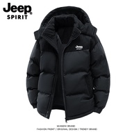 Jeep Spirit Mens down Cotton Jacket Outdoor Thickened Loose Winter Coat Polyester Fiber Youth Fashio