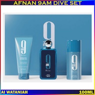 AFNAN 9AM DIVE PERFUME SET (3IN1) (9AM DIVE EAU DE PERFUME SPRAY100ML/SHAWER GEL 200ML/BODY SPRAY 25