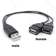 USB 2.0 USD A Male Plug To 2 way Female Splitter Socket USB 2.0 Extension cord Data Cable Power supp