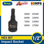 Remax BOX SOCKET ALLEN KEY 1/2" DR HEX KEY BOX SOCKET CR-MO BLACK HEX BOX SOCKET HEAVY DUTY