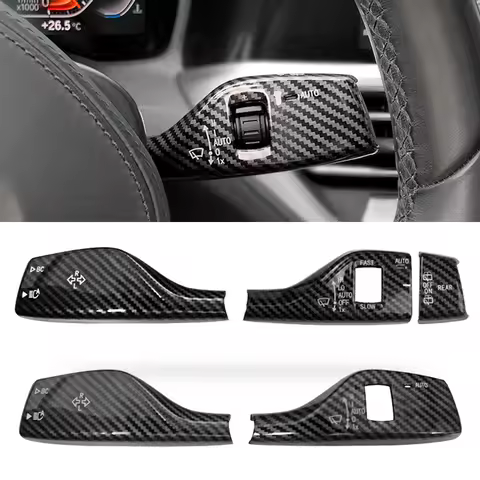 2Pcs/Set Car Steering Wheel Headlight Switch Control Cover Wiper Switch Trim for BMW 1 2 3 4 5 7 Ser