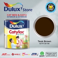 CAT MINYAK CAT KAYU DAN BESI DULUX CATYLAC HI-GLOSS 1 KG WARNA TEAK BROWN 60YR 08/186 COKELAT COKLAT