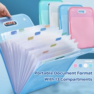 Durable File Bag 13 Layers A4 File Folder Test Paper Folder Document Storage Bag with Handle Student