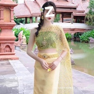 Women's costume set for studio photography, authentic traditional Thai Dai ethnic clothing for onlin