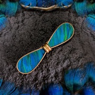 【手作】點翠工藝 孔雀羽毛鑲嵌 幾何髮夾 款式4