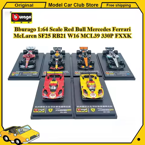 Bburago 1:64 Scale 2025 F1 Red Bull Mercedes Ferrari McLaren SF25 RB21 W16 MCL39 330P FXXK Alloy Car